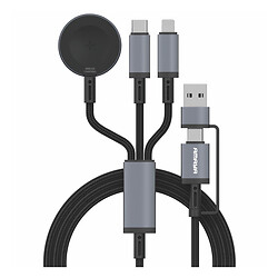 USB кабель Amaya ACD-330X Apple iPhone SE 2022 / iPhone 14 Pro Max / iPhone 14 Plus / iPhone 14 Pro / iPhone 14 / iPhone 13 Pro / iPhone 13 Mini / iPhone 13 / iPhone 13 Pro Max / iPhone 12 Mini / iPhone 12 Pro Max, Lightning, Type-C, 1.2 м., Черный