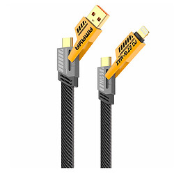 USB кабель Amaya ACD-X31 Apple iPhone SE 2022 / iPhone 14 Pro Max / iPhone 14 Plus / iPhone 14 Pro / iPhone 14 / iPhone 13 Pro / iPhone 13 Mini / iPhone 13 / iPhone 13 Pro Max / iPhone 12 Mini / iPhone 12 Pro Max, Lightning, Type-C, 1.2 м., Желтый