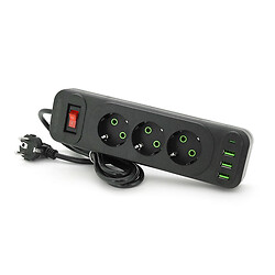 Сетевой фильтр Meilepai F23U, 2.0 м., Черный