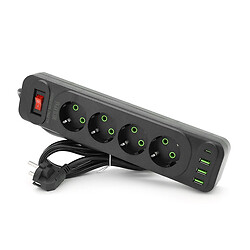Сетевой фильтр Meilepai F24U, 2.0 м., Черный