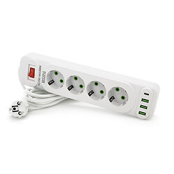 Сетевой фильтр Meilepai F24U, 2.0 м., Белый