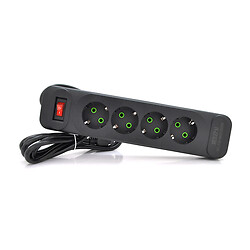 Сетевой фильтр Meilepai F24, 2.0 м., Черный