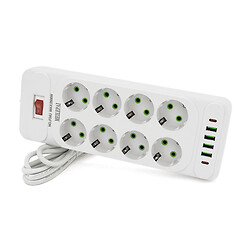 Сетевой фильтр Meilepai F34U, 2.0 м., Белый