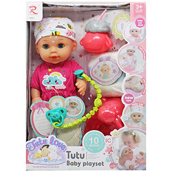 Пупс "Tutu Baby playset", музыкальный чип, характерные звуки и фразы, закрывает глаза, аксессуары, в коробке, Rong Long