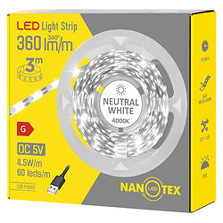 Стрічка LED USB NANOTEX, біле світло, IP20, 4,5 Вт/м, 4000 К, 3.0 м.