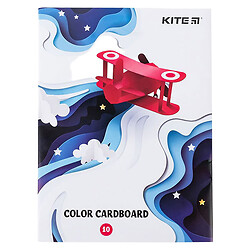 Картон цветной односторонний, А5, 10 л/ 10 цв., скоба, Kite