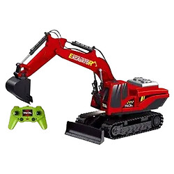 Экскаватор на радиоуправлении, металл, аккумулятор, музыка, свет, ВИД 1, Fujia Toys, Красный
