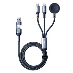 USB кабель Remax CB17 All-in-One Apple iPhone SE 2022 / iPhone 14 Pro Max / iPhone 14 Plus / iPhone 14 Pro / iPhone 14 / iPhone 13 Pro / iPhone 13 Mini / iPhone 13 / iPhone 13 Pro Max / iPhone 12 Mini / iPhone 12 Pro Max, Lightning, Type-C, 1.2 м., Синий