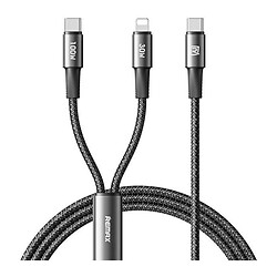 USB кабель Remax CB25 Wind Speed Apple iPhone SE 2022 / iPhone 14 Pro Max / iPhone 14 Plus / iPhone 14 Pro / iPhone 14 / iPhone 13 Pro / iPhone 13 Mini / iPhone 13 / iPhone 13 Pro Max / iPhone 12 Mini / iPhone 12 Pro Max, Lightning, Type-C, 1.2 м., Черный