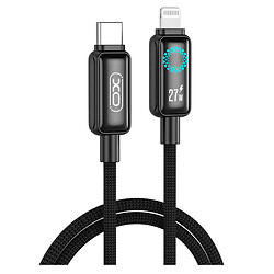 USB кабель XO NB-Q312C Blue Light Apple iPhone SE 2022 / iPhone 14 Pro Max / iPhone 14 Plus / iPhone 14 Pro / iPhone 14 / iPhone 13 Pro / iPhone 13 Mini / iPhone 13 / iPhone 13 Pro Max / iPhone 12 Mini / iPhone 12 Pro Max, Lightning, 1.0 м., Чорний