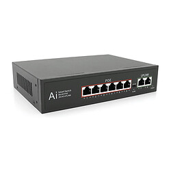 POE комутатор Merlion 6 POE 10/100 + 2 RJ45 10/100 вбудований блок живлення 52V 1.45A