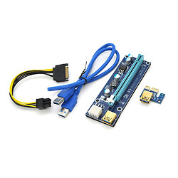 Riser PCI-EX, x1 => x16, 6-pin, SATA => 6Pin, USB 3.0 AM-AM 0,6 м (синій), конденсатори 270
