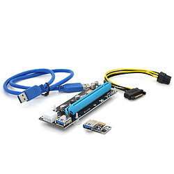 Riser PCI-EX, x1=>x16, 6-pin, SATA=>6Pin, USB 3.0 AM-AM 0,6 м (чорний), конденсатори CS 330 16V