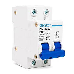 Автоматичний вимикач постійного струму CHCYZO DZ47-63DC-B10, 2P, 10A, 12-125V