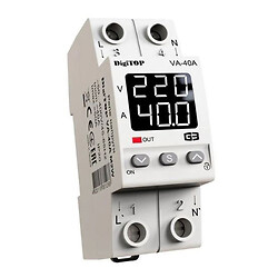 Захисне реле з контролем струму та напруги VA-40A M2W з термозахистом на DIN-рейку