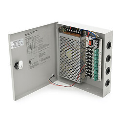 Імпульсний блок живлення 12V-15A / 9CH в боксі з замком перфорований, 9-ти канальний, Q20