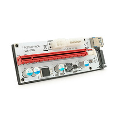 Плата PCE164P-N09 (V008S-Plus) Riser PCI-EX, x1=>x16, USB 3.0, DC12V(Molex&PCI-E/6pin), SATA/15pin, конденсаторы 270, VER008S
